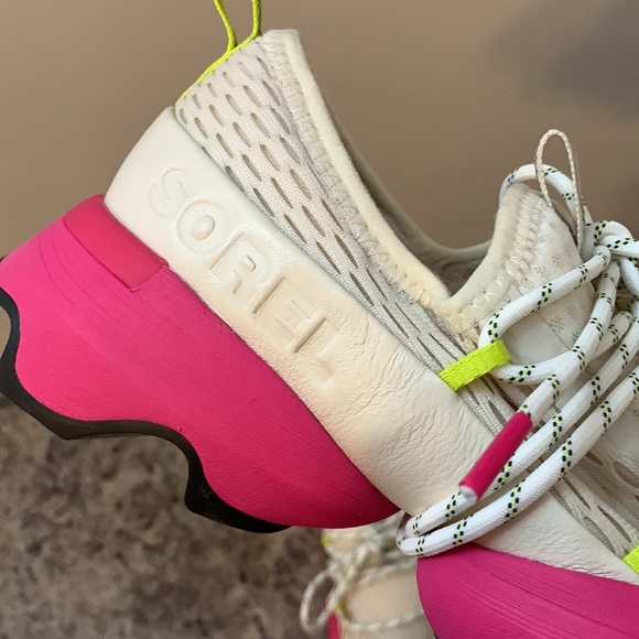 Sorel Pink, Beige, and Neon Yellow Shoes - Picture 6 of 15